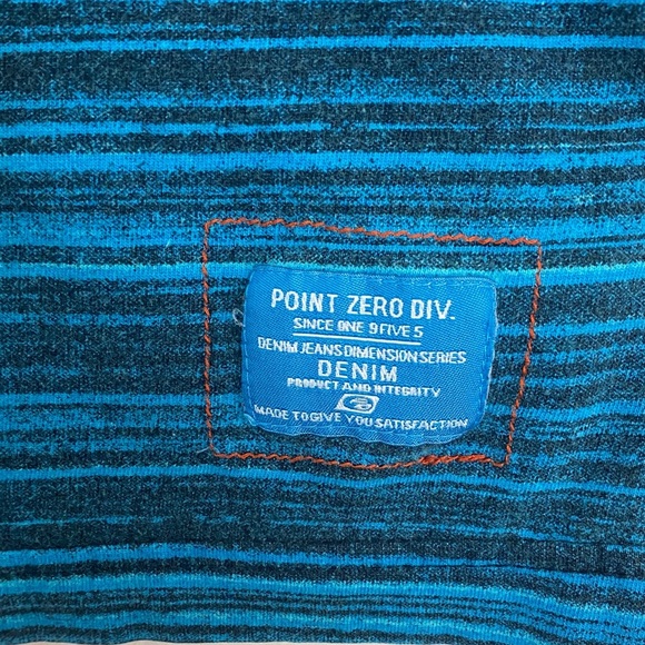 Point Zero Teal Striped Tee Men’s Medium - Picture 3 of 10